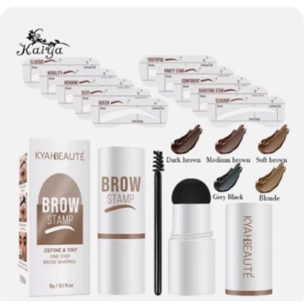 Eyebrow Stamp and Stencil Kit for Perfect Shaped Brows Waterproof Grey Black - Picture 5 of 10